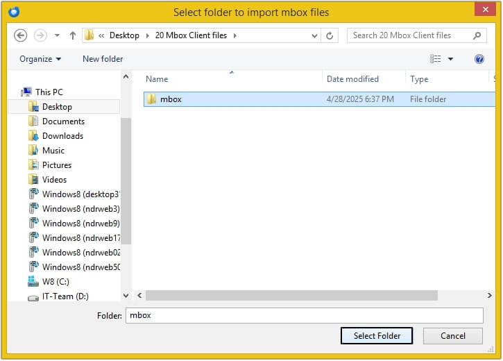 Select mbox files